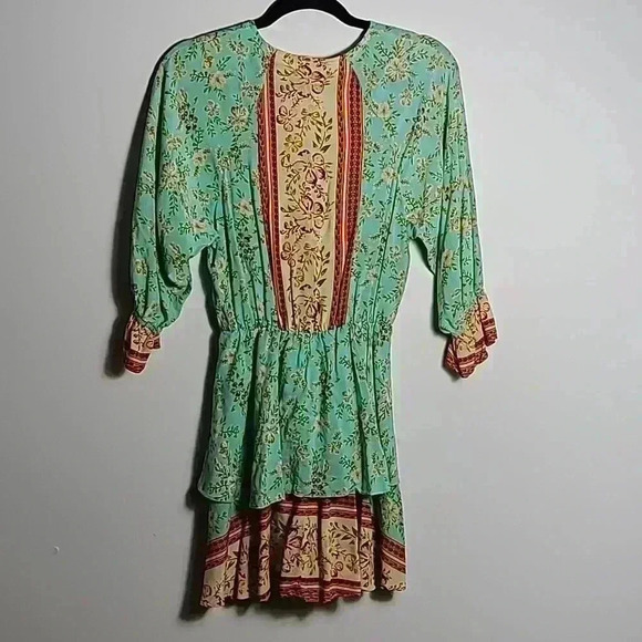 UMGEE Mixed Printed Faux Wrap Mini Dress Size Small - Picture 9 of 11